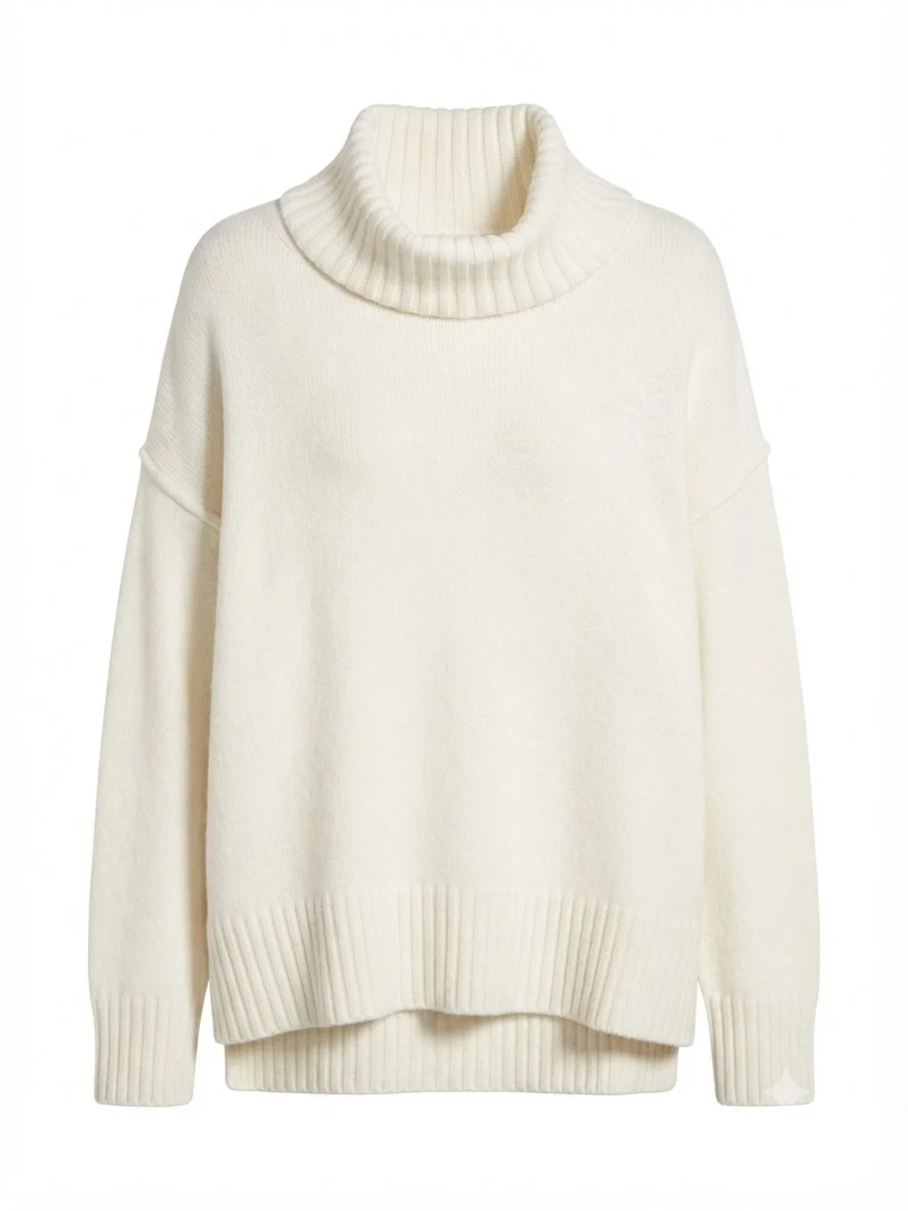 By Anthropologie Cream Turtleneck Sweater, Viscose Blend, Relaxed Fit, Size S